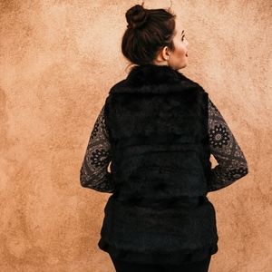 Midnight Black - Faux Fur Vest